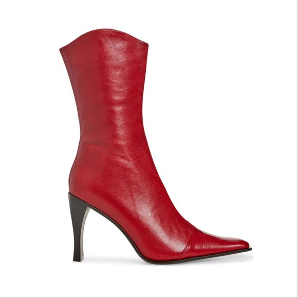 Jeffrey Campbell Be Bold Western Boots Size 5 Red Distressed Leather NEW $280 - Picture 2 of 12